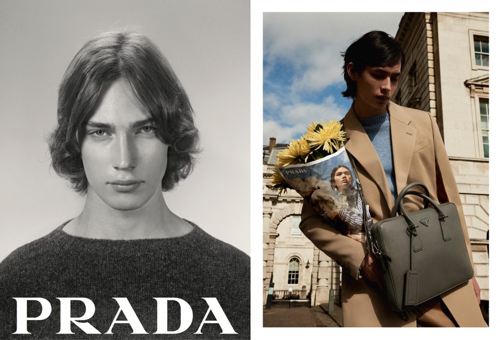 Красота жизни в рекламной кампании Prada: букеты в газетах и строгие фото