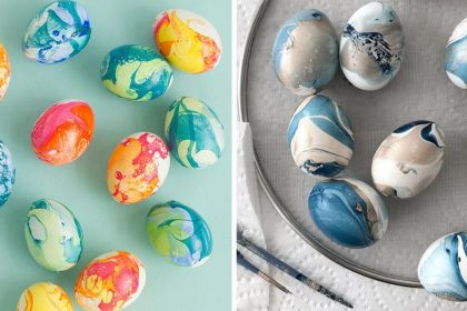 Як зробити великодні яйця з красивим мармуровим малюнком