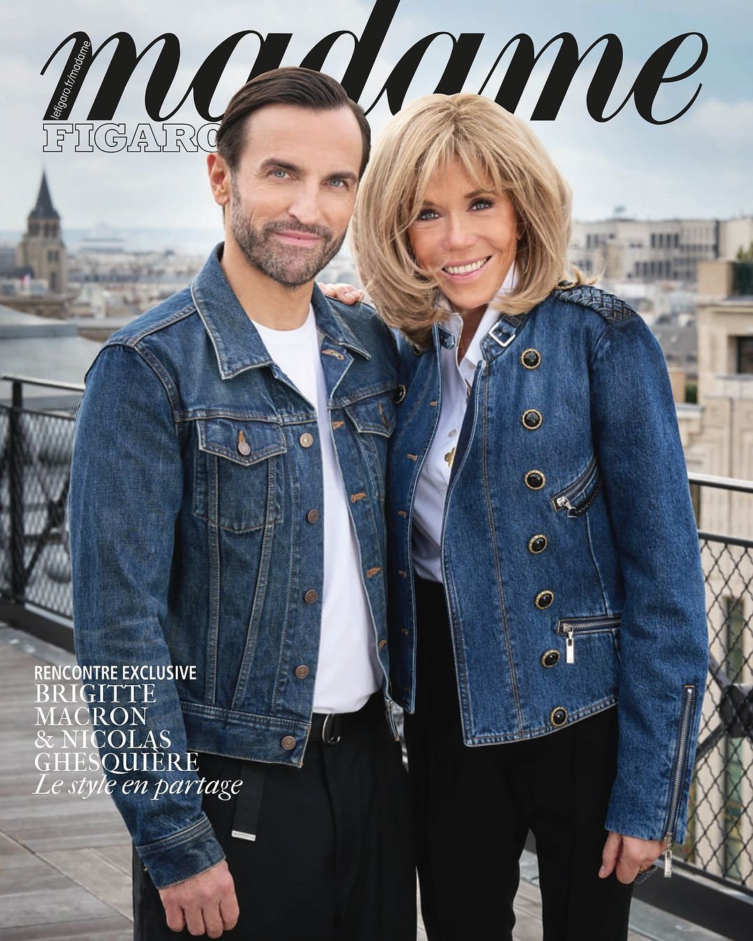 Николя Жескьер и Брижит Макрон на обложке Madam Figaro