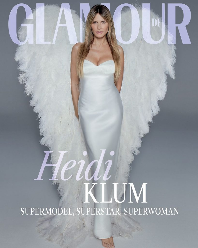 На обкладинці Glamour: Гайді Клум вбирається у вбрання від українських брендів, відзначаючи їхню красу та елегантність.