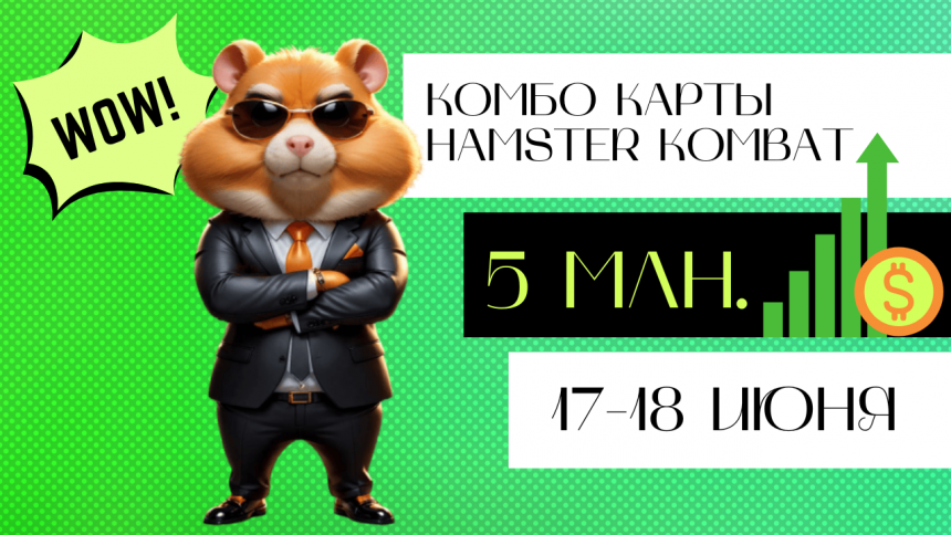 Нові комбо карти Hamster Kombat 17-18 червня для отримання 5 млн. монет