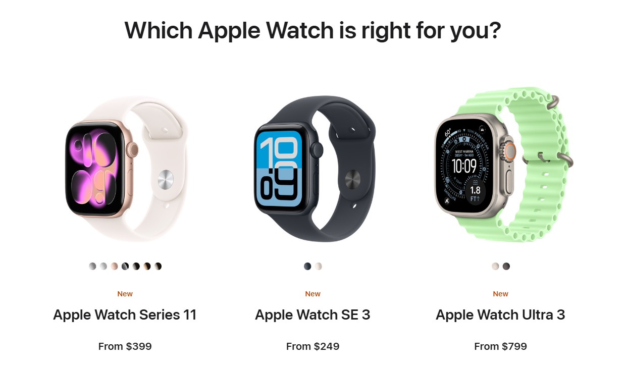 Apple Watch Ultra 3, SE 3 і Series 11: що нового в кожній моделі від Apple