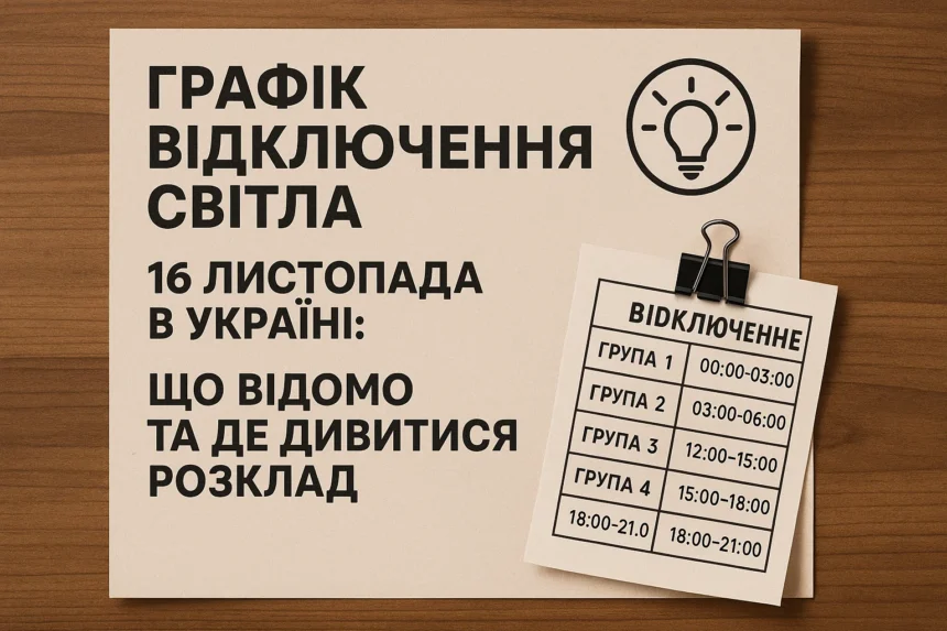 Графік відключення світла 16 листопада в Україні
