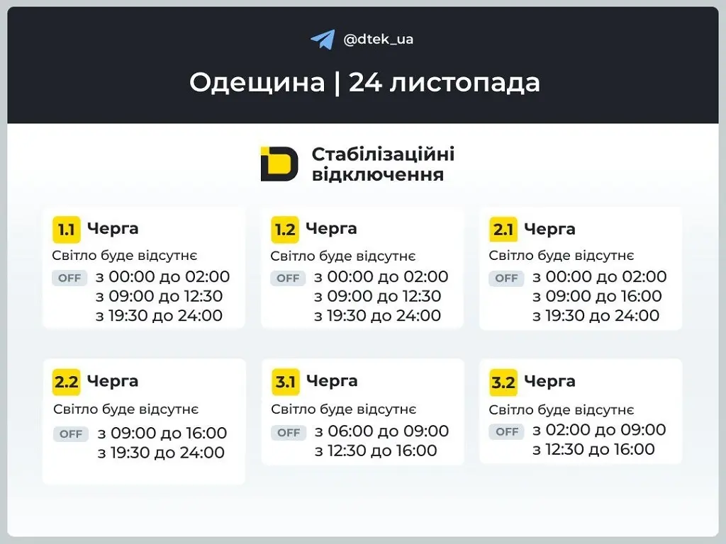 Графіки відключень електроенергії
