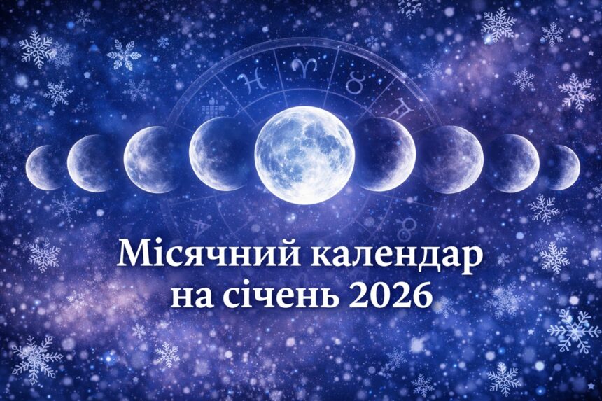 Місячний календар січень 2026: сприятливі та несприятливі дні за фазами Місяця