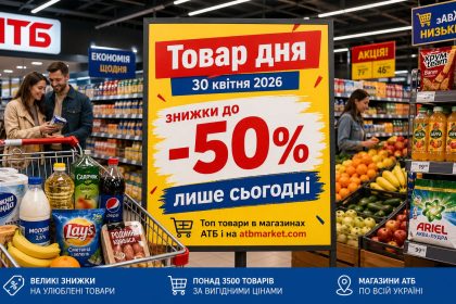 Товар дня та акції в АТБ 30 квітня 2026: що можна купити зі знижкою до -50% лише сьогодні