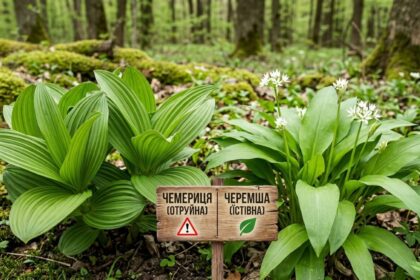 як відрізнити чемерицю від черемші, чемериця і черемша різниця, як виглядає черемша, чемериця отруйна рослина, як не переплутати черемшу, отруєння чемерицею симптоми, дикі рослини