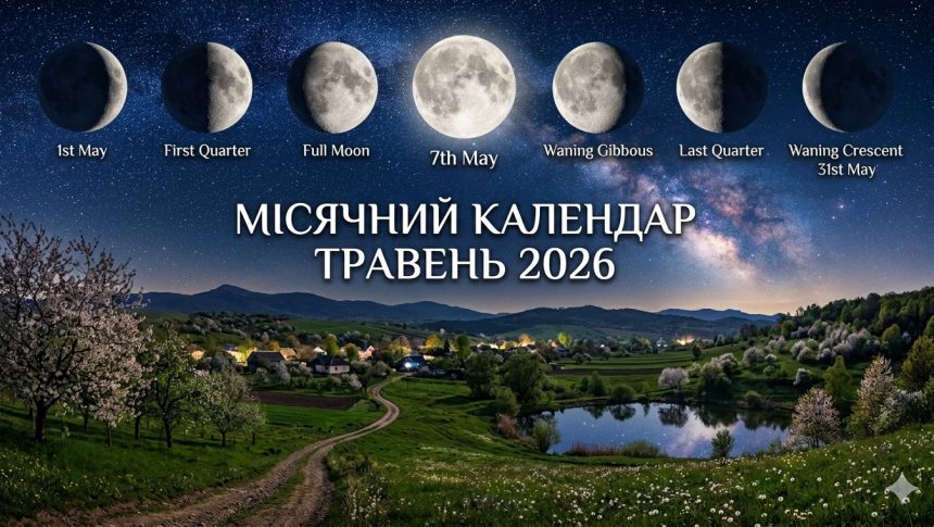 Місячний календар травень 2026: сприятливі та несприятливі дні за фазами Місяця