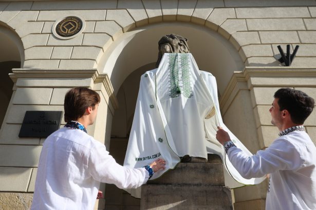 Львів, леви у вишиванках, День вишиванки, Ратуша Львів, площа Ринок, львівські леви, вишиванки фото, традиції Львова, свято у Львові, Львів фото
