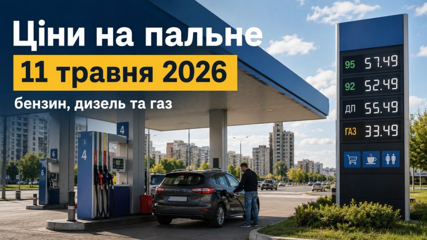 Ціни на пальне 11 травня 2026 в Україні: скільки коштують бензин, дизель та газ на АЗС