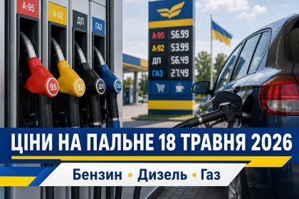 Ціни на пальне 18 травня 2026 в Україні: скільки коштують бензин, дизель та газ