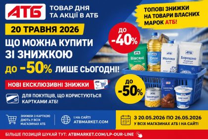 Товар дня та акції в АТБ 20 травня 2026: що можна купити зі знижкою до -50% лише сьогодні