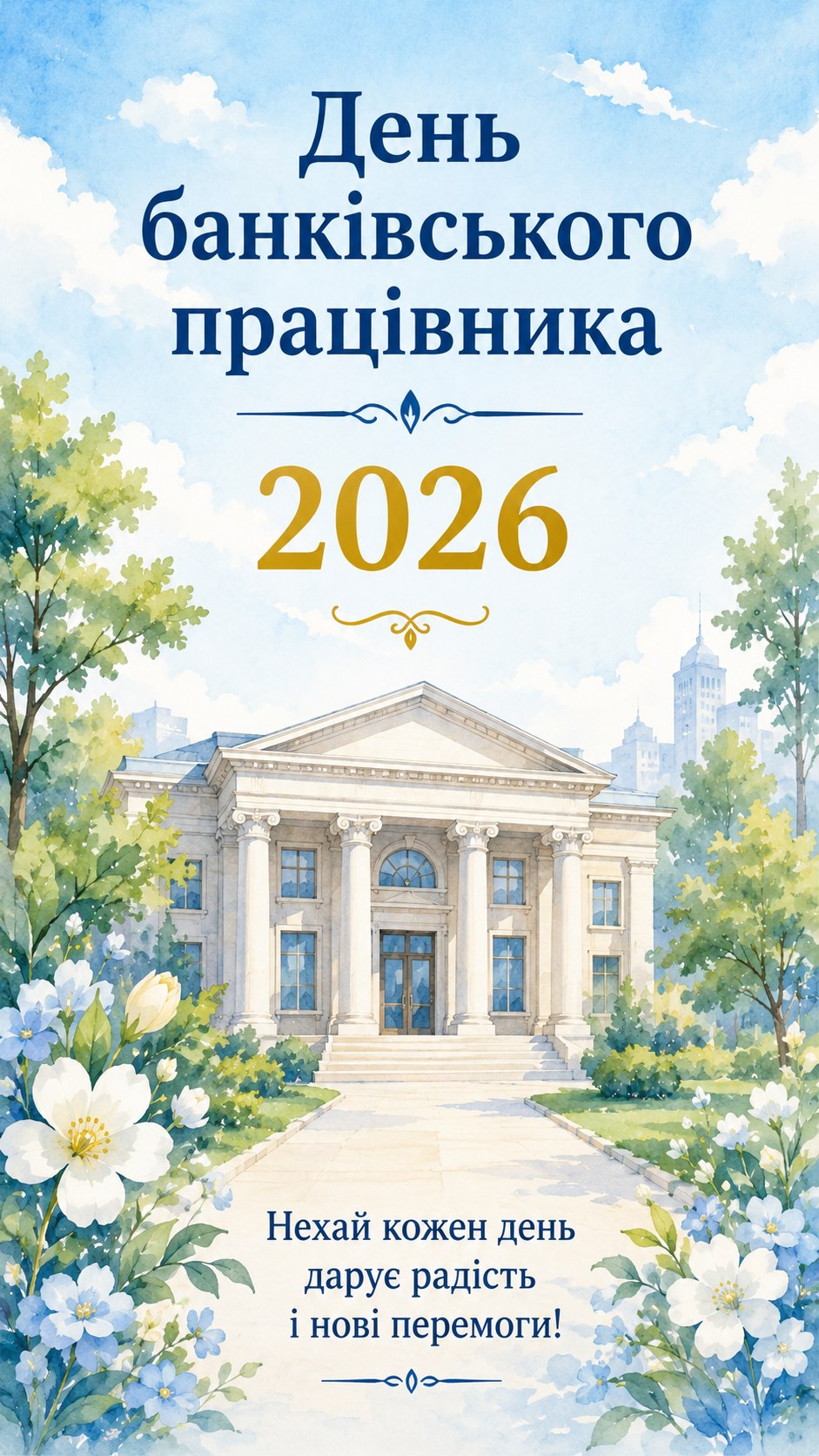 День банківського працівника 2026: гарні листівки, побажання, картинки та SMS українською