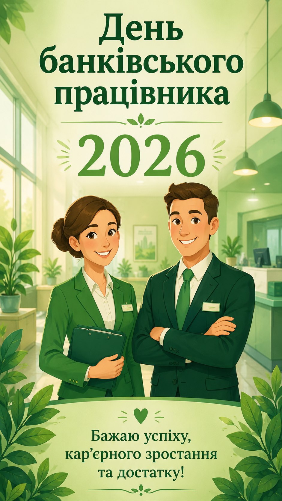 День банківського працівника 2026: гарні листівки, побажання, картинки та SMS українською