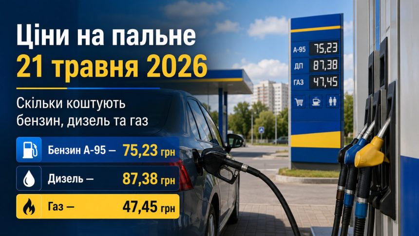 Ціни на пальне 21 травня 2026 в Україні: скільки коштують бензин, дизель та газ