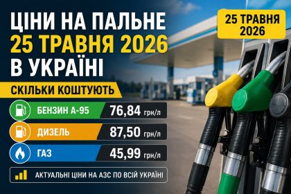 Ціни на пальне 25 травня 2026 в Україні: скільки коштують бензин, дизель та газ