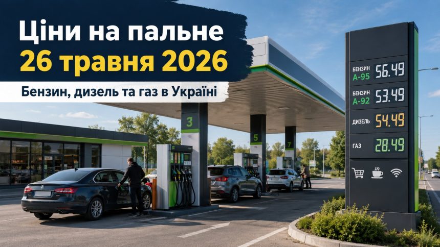 Ціни на пальне 26 травня 2026 в Україні: скільки коштують бензин, дизель та газ