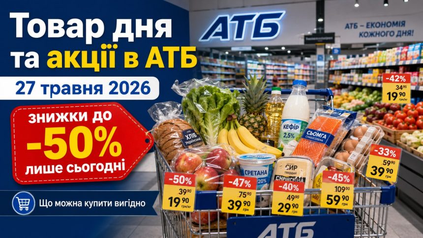 Товар дня та акції в АТБ 27 травня 2026: що можна купити зі знижкою до -50% лише сьогодні