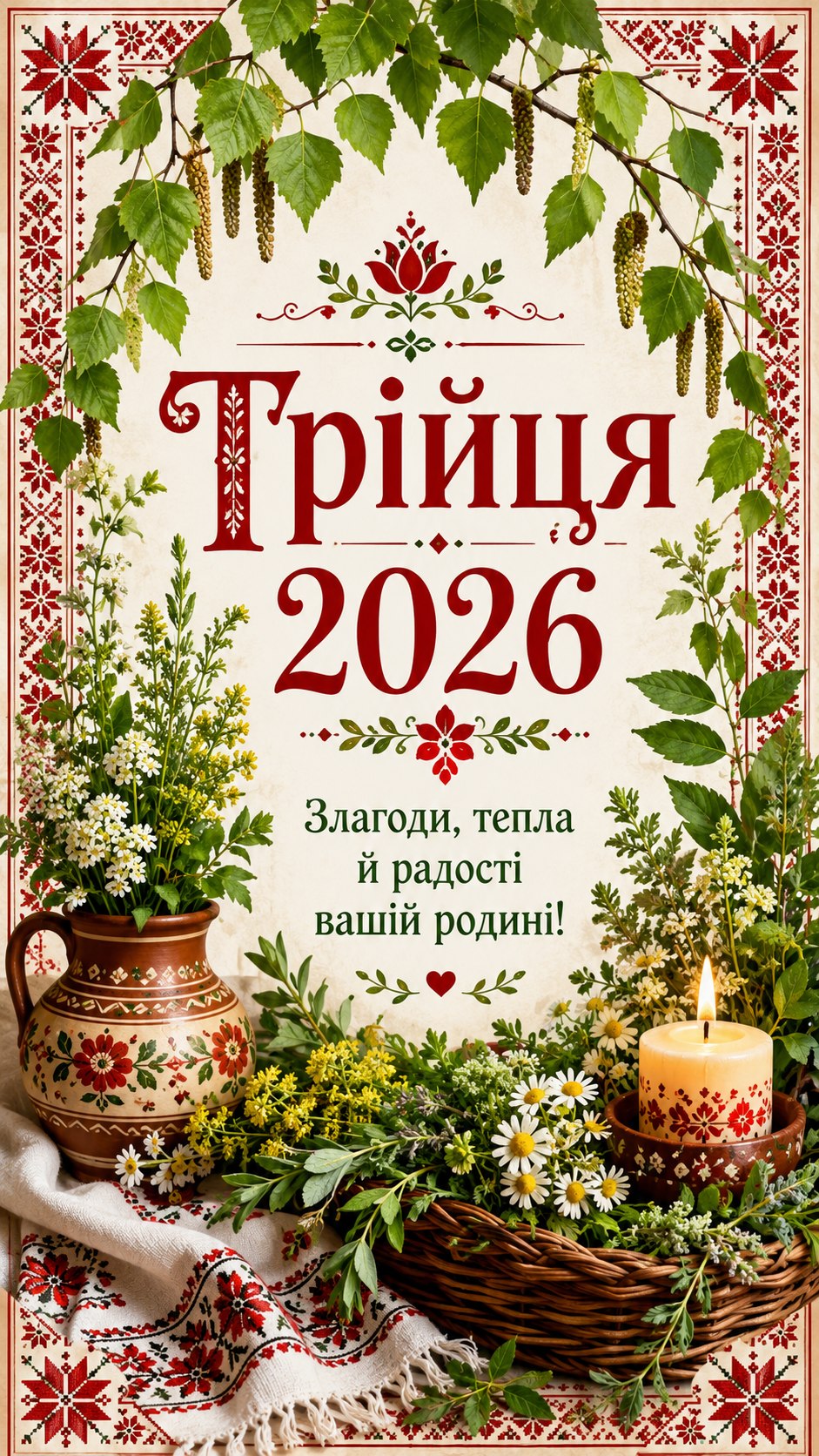 Трійця 31 травня 2026: теплі листівки, побажання, картинки та SMS українською