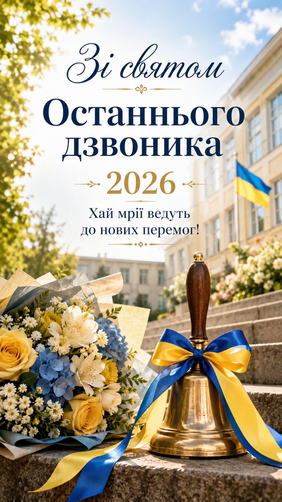 Зі святом Останнього дзвоника 2026: милі листівки, побажання, картинки та SMS українською