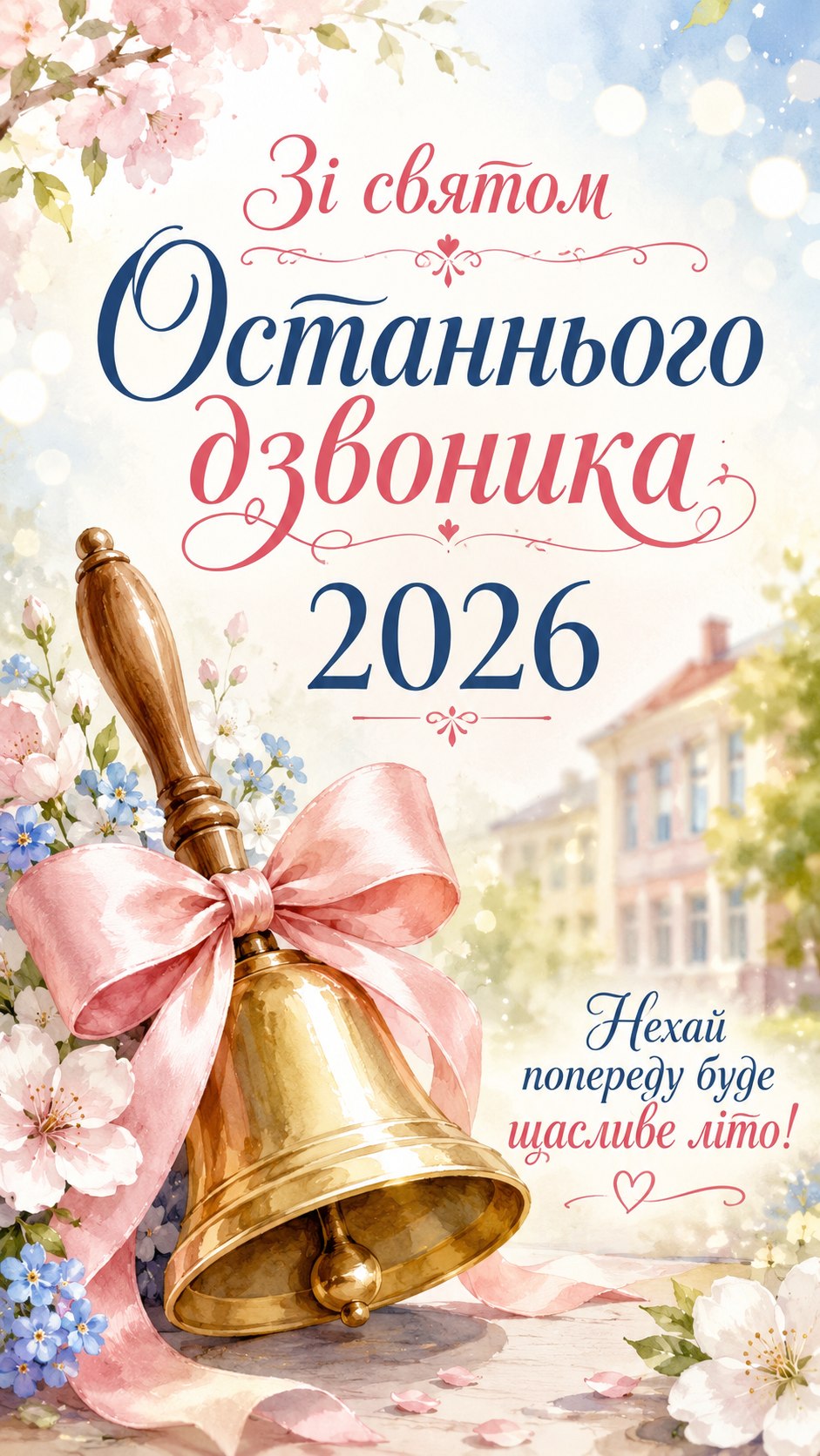 Зі святом Останнього дзвоника 2026: милі листівки, побажання, картинки та SMS українською