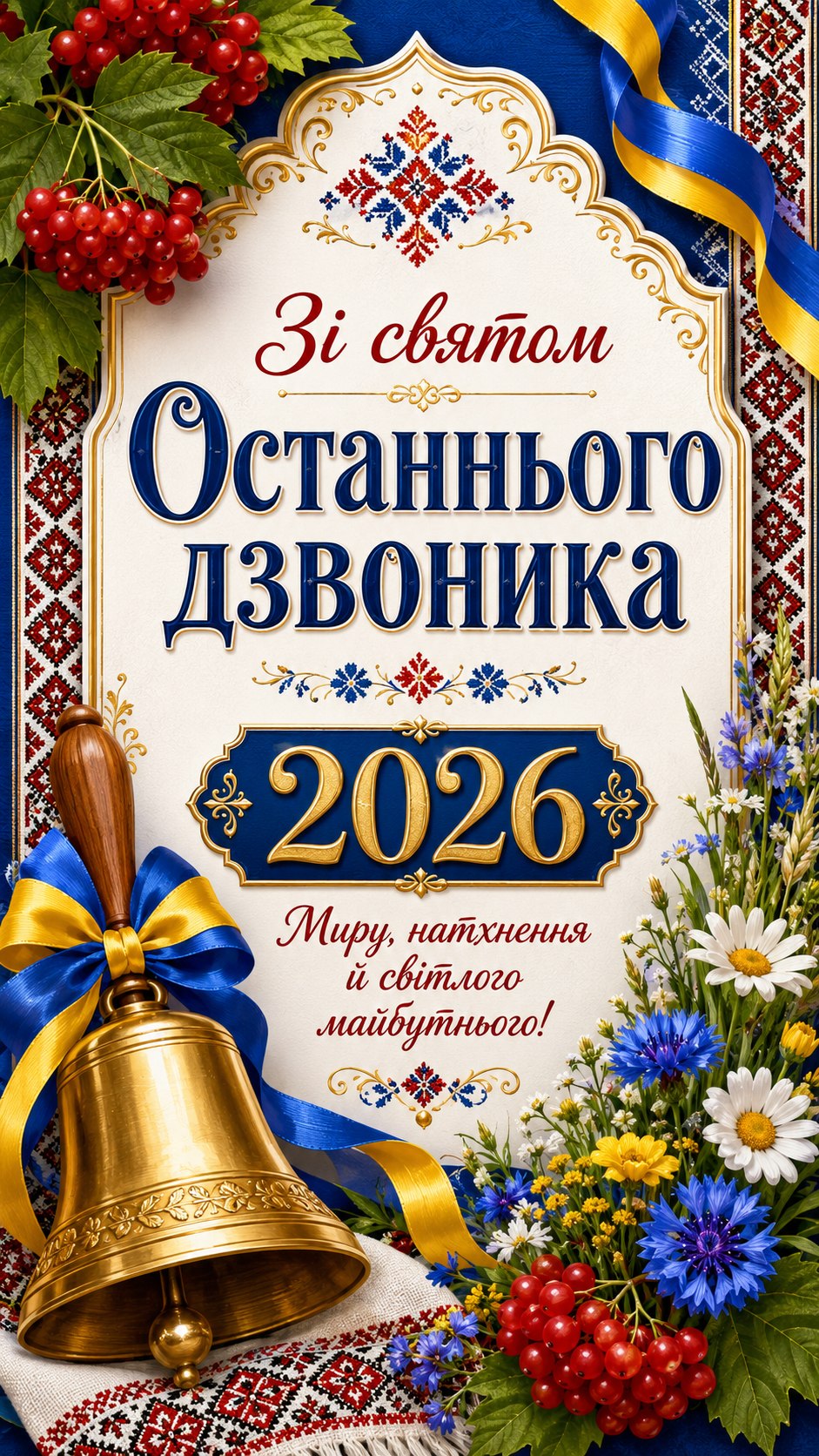 Зі святом Останнього дзвоника 2026: милі листівки, побажання, картинки та SMS українською