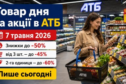 Товар дня та акції в АТБ 7 травня 2026: що можна купити зі знижкою до -50% лише сьогодні