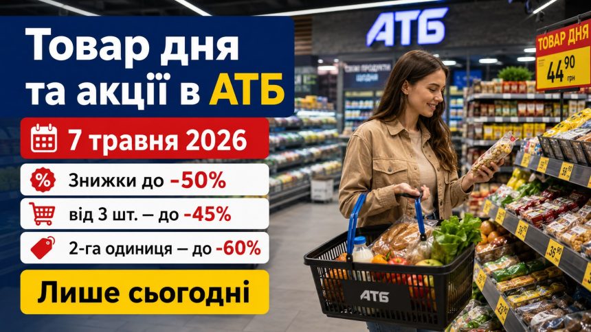 Товар дня та акції в АТБ 7 травня 2026: що можна купити зі знижкою до -50% лише сьогодні