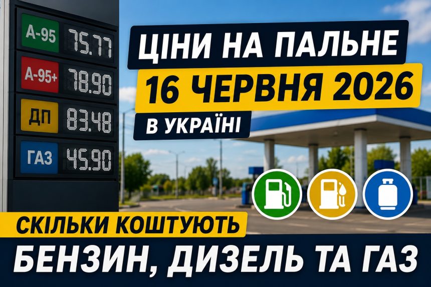 Ціни на пальне 16 червня 2026 в Україні: скільки коштують бензин, дизель та газ