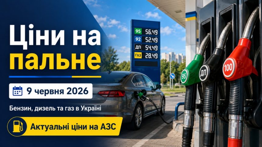 Ціни на пальне 9 червня 2026 в Україні: скільки коштують бензин, дизель та газ