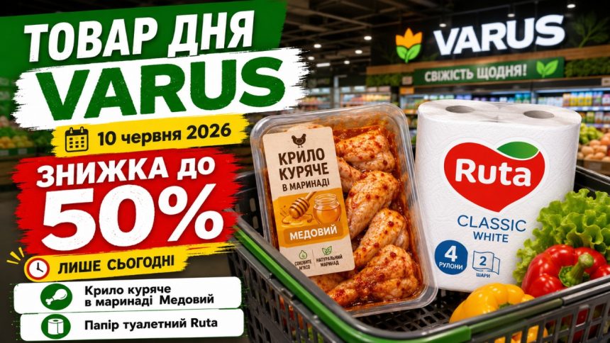 Товар дня Varus 10 червня 2026: що можна купити зі знижкою 50% лише сьогодні