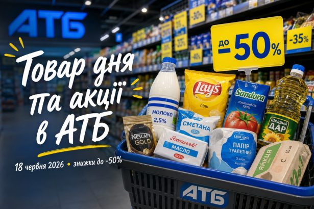 Товар дня та акції в АТБ 18 червня 2026: що можна купити зі знижкою до -50% лише сьогодні