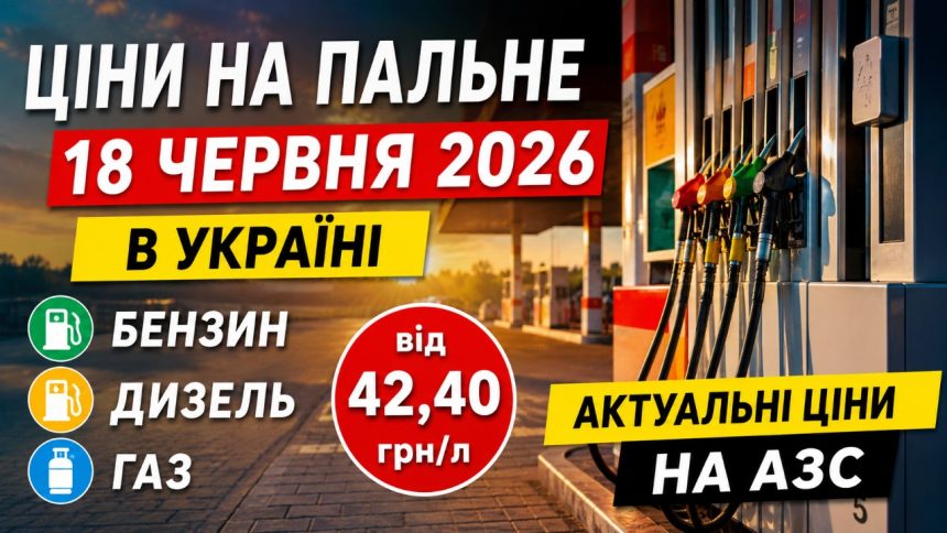 Ціни на пальне 18 червня 2026 в Україні: скільки коштують бензин, дизель та газ