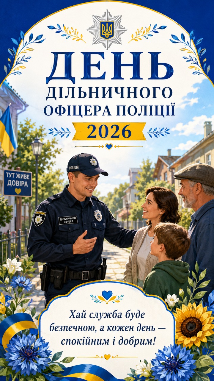 День дільничного офіцера поліції 2026: листівки, побажання, картинки та SMS українською
