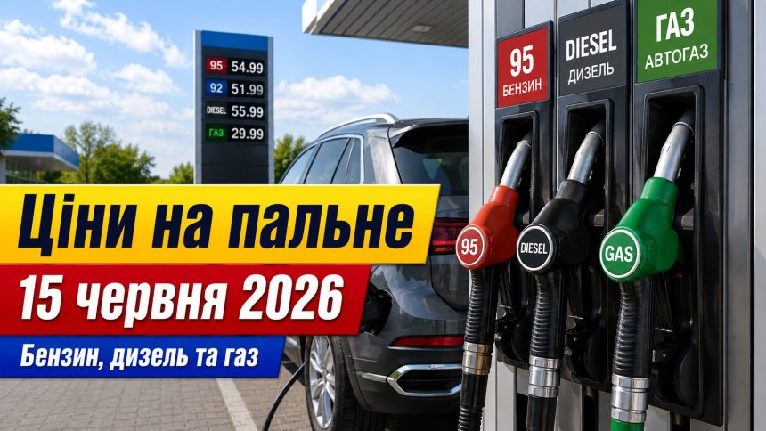 Ціни на пальне 15 червня 2026 в Україні: скільки коштують бензин, дизель та газ