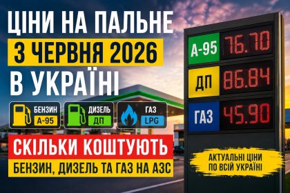 Ціни на пальне 3 червня 2026 в Україні: скільки коштують бензин, дизель та газ
