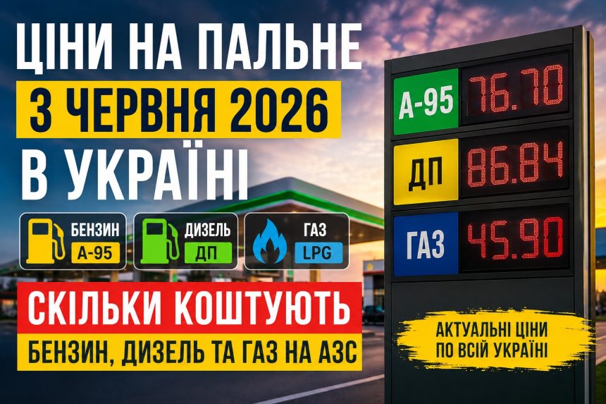 Ціни на пальне 3 червня 2026 в Україні: скільки коштують бензин, дизель та газ