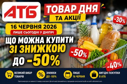 Товар дня та акції в АТБ 16 червня 2026: що можна купити зі знижкою до -50% лише сьогодні