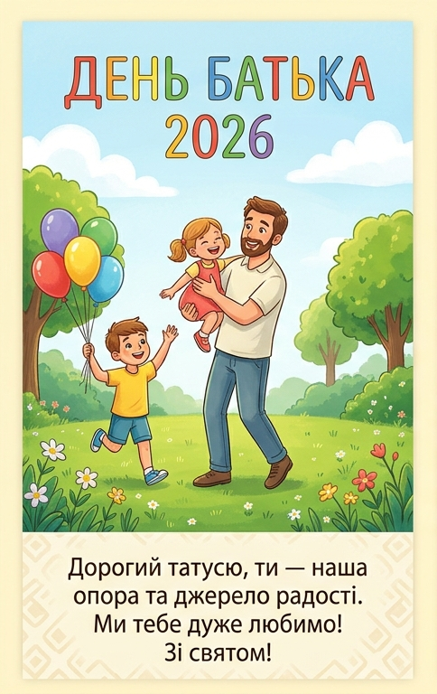 День батька 2026: теплі листівки, побажання, картинки та SMS українською