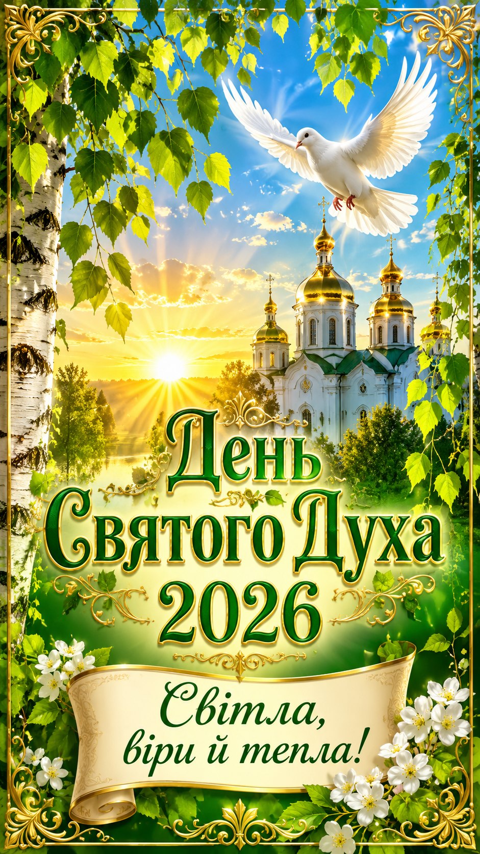 День Святого Духа 2026: теплі листівки, побажання, картинки та SMS українською