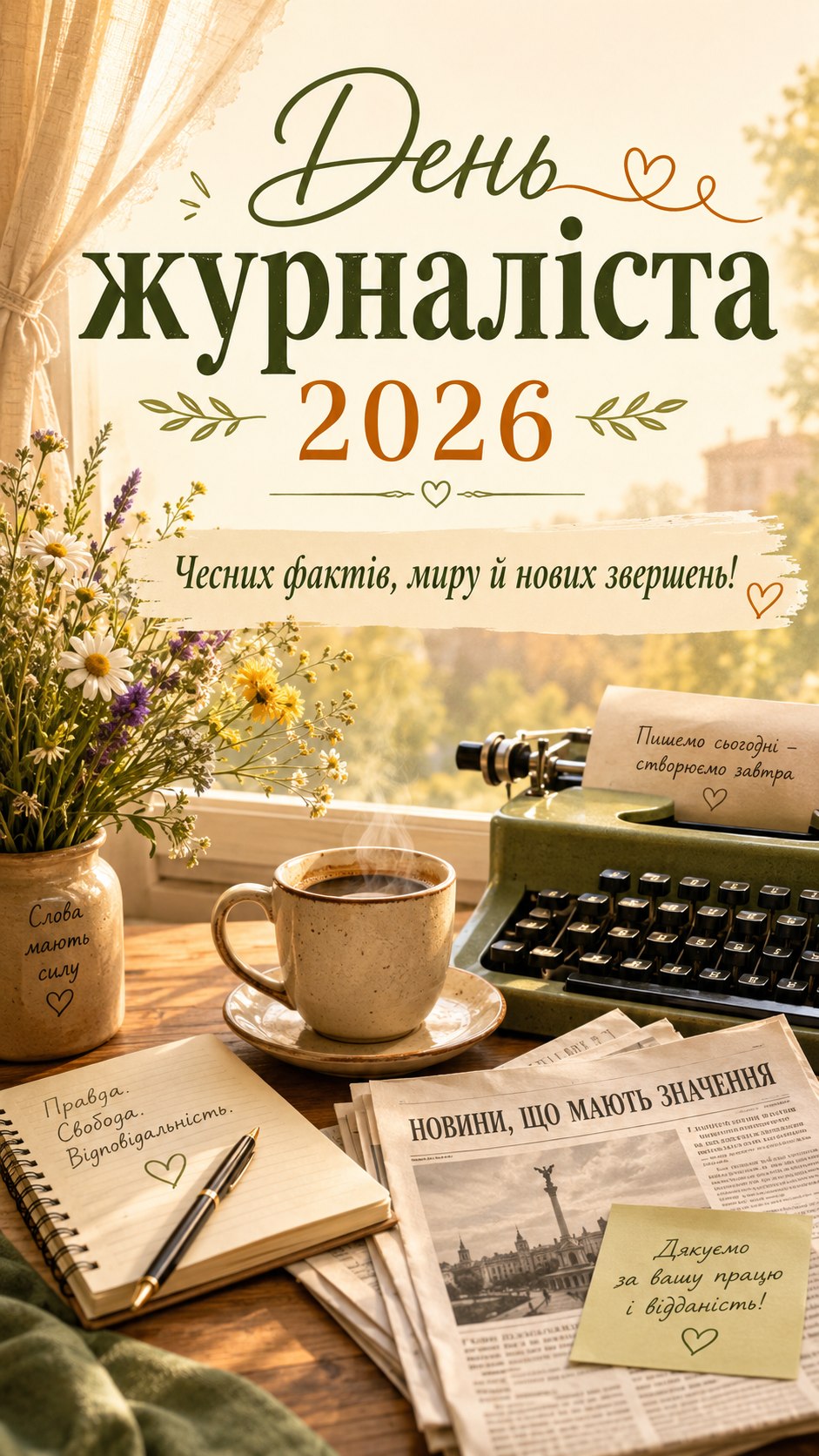 День журналіста 6 червня 2026: листівки, побажання, картинки та SMS українською