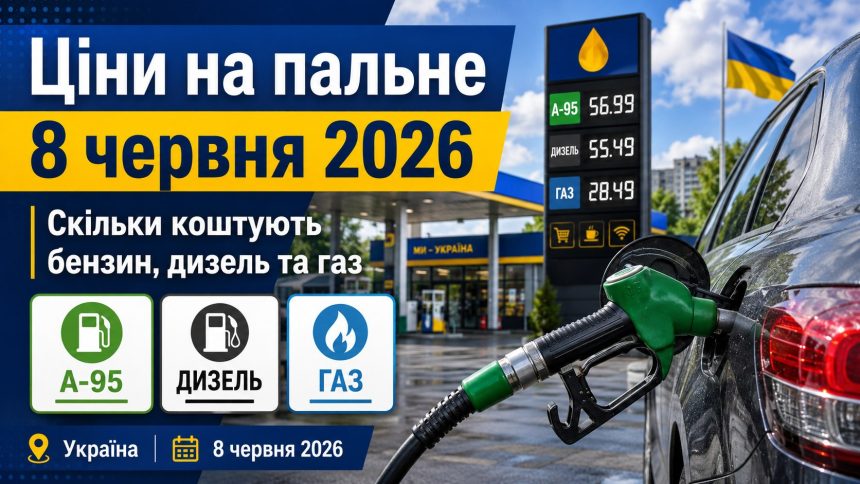 Ціни на пальне 8 червня 2026 в Україні: скільки коштують бензин, дизель та газ