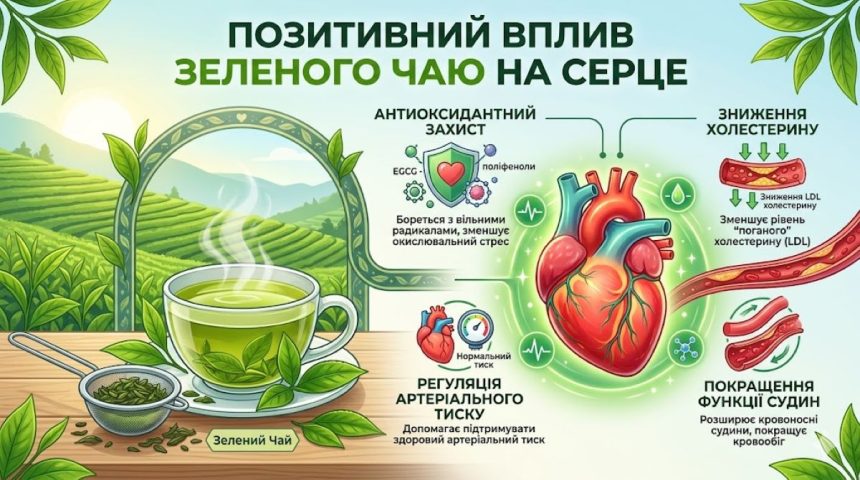 зелений чай, користь зеленого чаю, здоров'я серця, як правильно заварювати чай